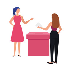 business women with ballot box isolated icon vector illustration design
