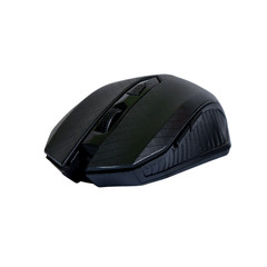 Black wireless bluetooth computer mouse isolated on white background.
