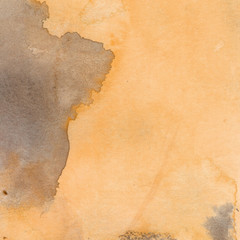 Watercolor illustration. Texture. Watercolor transparent stain. Blur, spray. Ocher and gray.