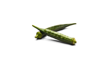 Fresh young okra or ladyfinger isolated on white background
