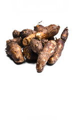 Fresh taro isolated on white background