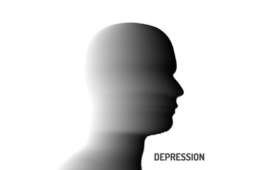 Depression. Psychology or philosophy concept. Abstract human head silhouette with color gradient. Vector illustration.