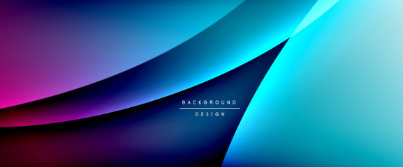 Wave liquid style lines with shadows and light on gradient background. Trendy simple fluid color gradient abstract background with dynamic straight shadow line effect