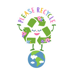 Please Recycle to Save our Earth. Earth Ecology Illustration.