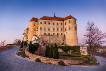 Fototapeta na wymiar Mikulov Castle on a sunset. South Moravia, Czech Republic.