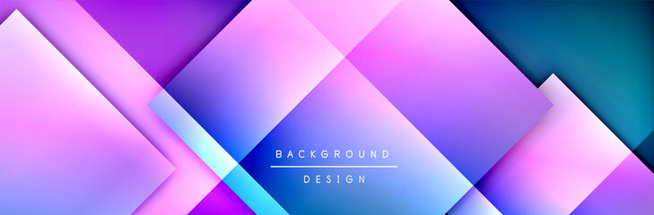 Fototapeta premium Square shapes composition geometric abstract background. 3D shadow effects and fluid gradients. Modern overlapping forms