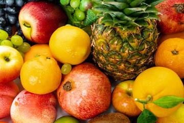 Fresh fruits background.Healthy eating