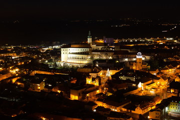 Night view of Mikulov, Chateau in Mikulov. South Moravia, Czech Republic.