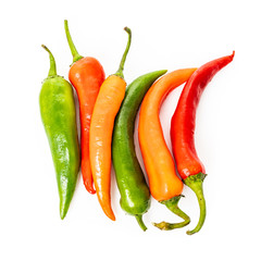 hot chilli peppers isolated on white background