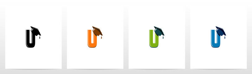 Graduation Hat On Letter Logo Design U © recehan