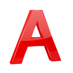 Letter A. Red 3d symbol