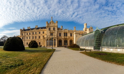 Fototapeta premium Neo Gothic castle Lednice, South Moravian region, Czech republic, Europe.
