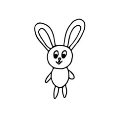 rabbit hand drawn doodle in simple scandinavian style.