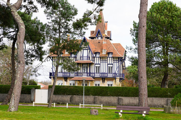 french villa luxurious houses typical of Arcachon basin in France on Andernos-les-bains beach