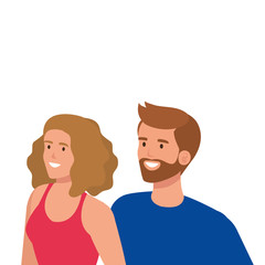 young couple avatar character icons vector illustration design