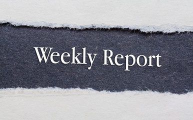 Rip Blue Paper and white background with weekly report text