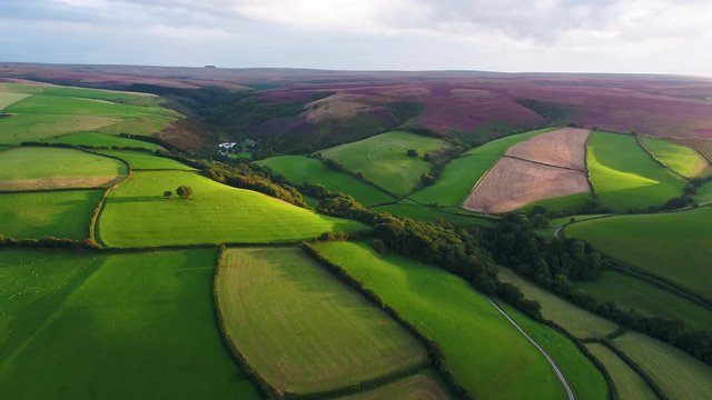 United Kingdom, Devon, Exmoor National Park, aerial view over the moors  