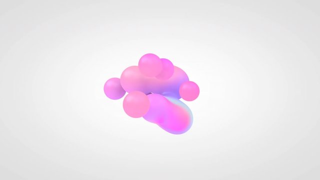 Abstract 3d geometric art with fluid floating liquid blobs, soap bubbles. colorful gradient motion graphic.