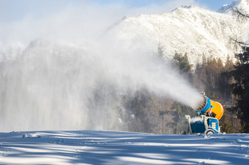 Snow cannons in the ski resort. 