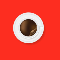 white coffee cup on red background