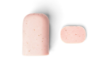 Chicken ham isolated on white background.