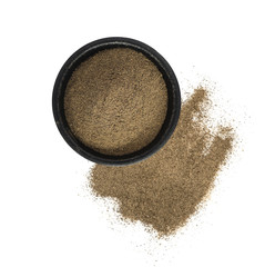 Ground Black Pepper in Bowl Isolated Top View