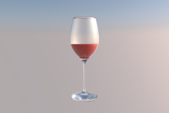Bright glass with red wine
