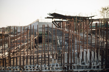 steel reinforcement bar at the construction site