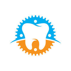 Pediatric Dentistry gear logo vector icon