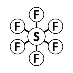 Sulfur fluoride molecule icon.