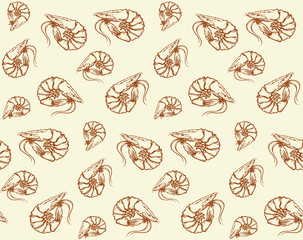 Big shrimp. Vector sketch drawing