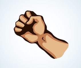 Superman's hand with an elongated fist. Vector drawing