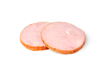 Smoked meatloaf isolated on white background.