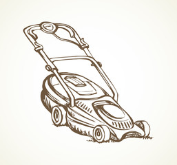 Lawn mower. Vector drawing