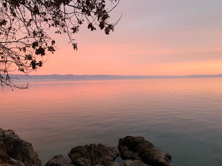 Beautiful sunset by the sea, natural colors