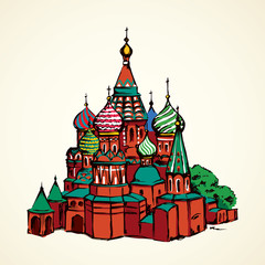 Red Square, Moscow. Vector drawing