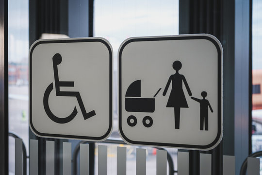 priority seat symbol for disabled and family on airport -