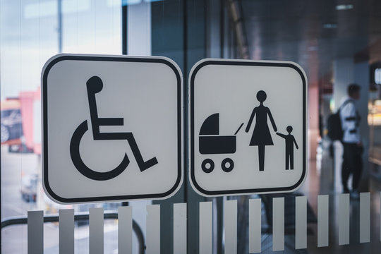 priority seat symbol for disabled and family on airport -