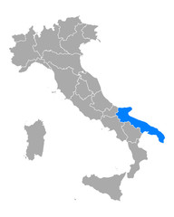 Karte von Apulien in Italien