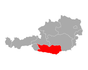 Fototapeta premium Karte von Kärnten in österreich