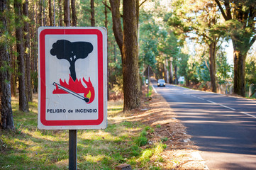 Warning sign for bushfire