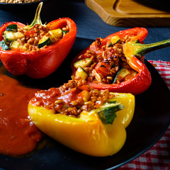 Peppers with spelled, sheep's cheese filling