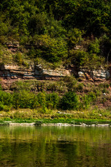 Fototapeta na wymiar the rocky rivarbank of Dniester river