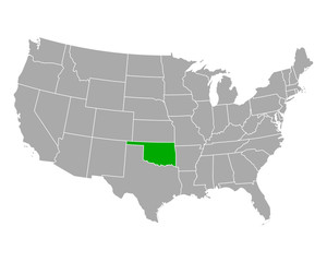 Fototapeta na wymiar Karte von Oklahoma in USA