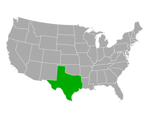 Plakat Karte von Texas in USA