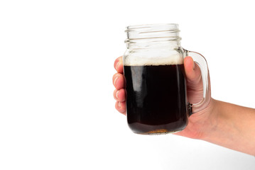  Mug of kvass isolated on white background.