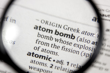 The word or phrase atom bomb in a dictionary.