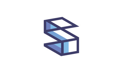 Modern and technical letter S logo for technology/software business. This logo comes from a unique idea, it's minimalist and made from flat colors but it has 3D effect.
