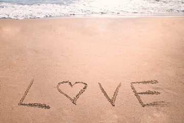 Love heart romantic beach.