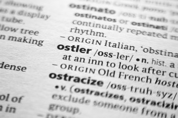 Fototapeta premium Word or phrase Ostler in a dictionary.
